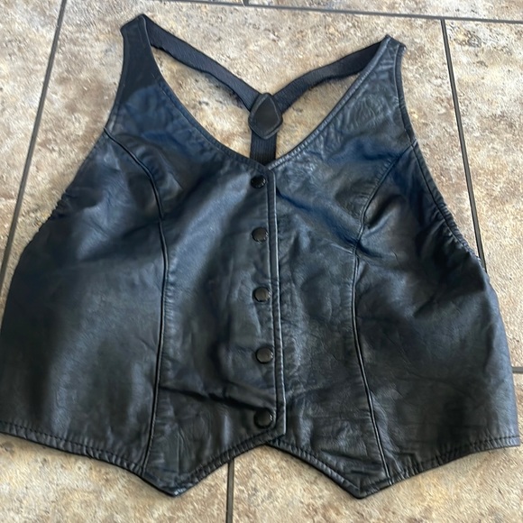 Vintage FIRENZE Santa Barbara leather and suede halter top large - Picture 1 of 15